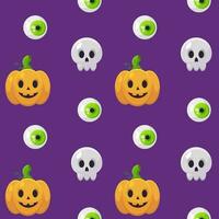 gelukkig halloween naadloos patroon met pompoen, schedel en ogen vector