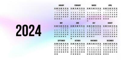 kalender 2024 Aan abstract achtergrond licht roze blauw helling kleur Aan wit achtergrond vector