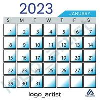 januari 2023 kalender vector sjabloon