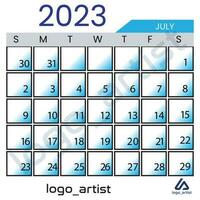 juli 2023 kalender vector sjabloon