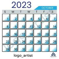 oktober 2023 kalender vector sjabloon