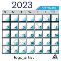 september 2023 kalender vector sjabloon