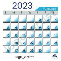 november 2023 kalender vector sjabloon