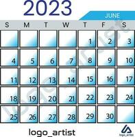 juni 2023 kalender vector sjabloon