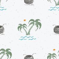 naadloze patroonachtergrond met hand getrokken palmbomen, naadloze de zomer, achtergrond, vectorillustratie vector
