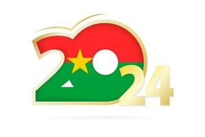 jaar 2024 met Burkina faso vlag patroon. vector