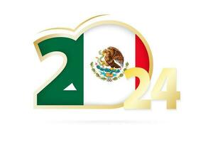 jaar 2024 met Mexico vlag patroon. vector
