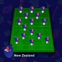 nieuw Zeeland nationaal rugby team Aan de rugby veld. illustratie van spelers positie Aan veld. vector