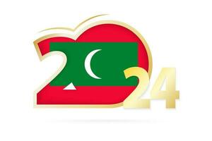 jaar 2024 met Maldiven vlag patroon. vector