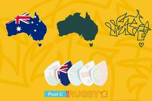 kaarten van Australië in drie versies voor rugby Internationale kampioenschap. vector