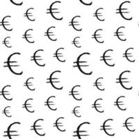 euro teken pictogram borstel belettering naadloze patroon, grunge kalligrafische symbolen achtergrond, vector illustratie