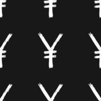 yen teken pictogram borstel belettering naadloze patroon, grunge kalligrafische symbolen achtergrond, vector illustratie
