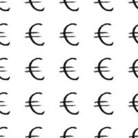 euro teken pictogram borstel belettering naadloze patroon, grunge kalligrafische symbolen achtergrond, vector illustratie