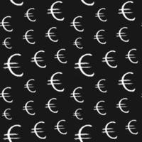 euro teken pictogram borstel belettering naadloze patroon, grunge kalligrafische symbolen achtergrond, vector illustratie