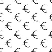 euro teken pictogram borstel belettering naadloze patroon, grunge kalligrafische symbolen achtergrond, vector illustratie
