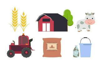 reeks van boerderij huis en natuur elementen logo vector