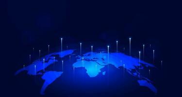 digitaal technologie globaal snelheid aansluiten blauw groen achtergrond, cyber kaart informatie, abstract communicatie, innovatie toekomst tech gegevens, internet netwerk verbinding, ai groot gegevens, illustratie 3d vector