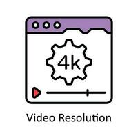 video resolutie vector vullen schets icoon ontwerp illustratie. online streaming symbool Aan wit achtergrond eps 10 het dossier