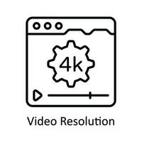 video resolutie vector schets icoon ontwerp illustratie. online streaming symbool Aan wit achtergrond eps 10 het dossier