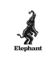 logo illustratie van olifant staand in wijnoogst ontwerp vector