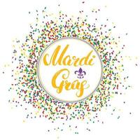 mardi gras kalligrafische letters. typografisch ontwerp van de wenskaart. kalligrafie belettering voor vakantiegroet. hand getrokken belettering tekst vectorillustratie vector