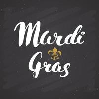 mardi gras kalligrafische letters. typografisch ontwerp van de wenskaart. kalligrafie belettering voor vakantiegroet. hand getrokken belettering tekst vectorillustratie vector