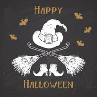 halloween wenskaart. belettering kalligrafie teken en met de hand getekende elementen, uitnodiging voor feest of vakantie banner ontwerp vectorillustratie vector