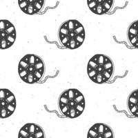 bioscoop tape en filmrol vintage naadloze patroon, handgetekende schets, retro film- en filmindustrie, vectorillustratie vector