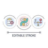 verbeteren strategie lus concept icoon. controleren problemen. ontwikkelen workflow werkwijze. optimalisatie abstract idee dun lijn illustratie. geïsoleerd schets tekening. bewerkbare beroerte vector