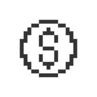 dollar munt korrelig ui icoon. valuta en geld. gouden cent. financiën en bankieren. bewerkbare 8 bit grafisch element. schets geïsoleerd vector gebruiker koppel beeld voor web, mobiel app. retro stijl