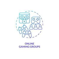 online gaming groepen blauw helling concept icoon. cyber sport. Speel samen. video spel. sociaal verloving. mensen gemeenschap abstract idee dun lijn illustratie. geïsoleerd schets tekening vector