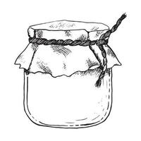 honing pot vector grafisch illustratie. lijn tekening van pot met linnen kleding pet en touw realistisch clip art van natuurlijk biologisch gezond voedsel, Rosh hashanah ontwerpen
