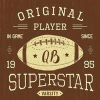 t-shirt ontwerp, voetbal quarterback superstar typografie graphics, vector illustratie