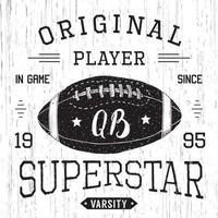 t-shirt ontwerp, voetbal quarterback superstar typografie graphics, vector illustratie