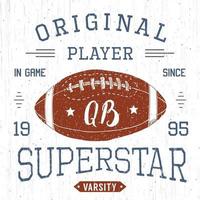 t-shirt ontwerp, voetbal quarterback superstar typografie graphics, vector illustratie