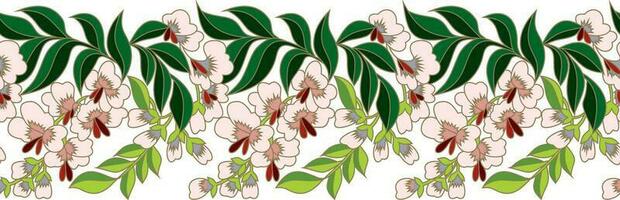 vector bloemen Chinese nationaal ornament, grens. Aziatisch naadloos, eindeloos patroon. perzik bloemen staan voor de lente. helder, bevallig en geavanceerde doet denken aan van een schoonheid gezicht.