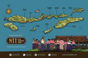 oosten- nusa tenggara Indonesië kaarten illustratie. Indonesië eiland ontwerp lay-out vector