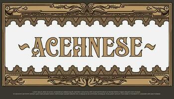 luxe acenees typografie met grens decoratie batik, abstract kader illustratie vector