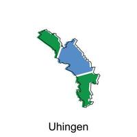 uhingen kaart, gedetailleerd schets kleurrijk Regio's van de Duitse land. vector illustratie sjabloon ontwerp