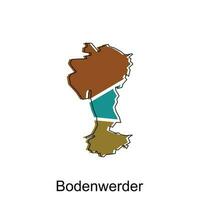 kaart van bodenwerder vector ontwerp sjabloon, nationaal borders en belangrijk steden illustratie