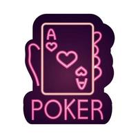 casino aas poker kaart gokken neon teken vector