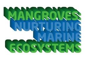 3d tekst ontwerp over wereld mangrove dag citaten vector