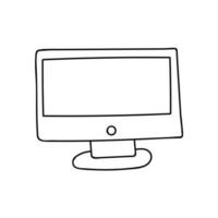 schattig tekening computer voor bedrijf, communicatie, opleiding, spellen. apparaat voor kantoor, werken Bij huis, Bij cafe. vector illustratie geïsoleerd Aan achtergrond met hand- getrokken schets.