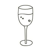 hand- getrokken Champagne glas met alcohol in het met bubbels. vakantie drank voor stickers, planners, vodje elementen, sociaal media. vector illustratie met hand- getrokken schets geïsoleerd Aan achtergrond.