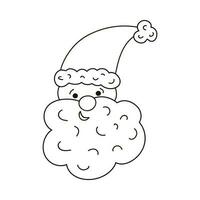 Kerstmis vector glimlachen de kerstman claus in de hoed met een vacht, groot gekruld baard. gezicht dichtbij omhoog. Kerstmis teken, knus clip art. schattig illustratie met hand- getrokken tekening schets geïsoleerd Aan achtergrond.