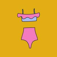 schattig clip art vector zomer zwempak voor Dames en meisjes. zwemmen kleren voor zwemmen in de zwembad, zee, oceaan. gemakkelijk kleurrijk hand- getrokken tekening geïsoleerd Aan de achtergrond