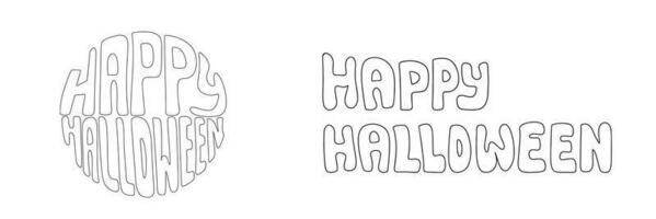 gelukkig halloween reeks in tekening stijl. hand- getrokken makkie tekst voor halloween banier of kaart. vector illustratie