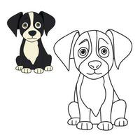 hond kleur bladzijde, besnoeiing hond karakter voor kleur boek. puppy schets. tekenfilm weinig hond. kleur boek. tekenfilm vector illustratie