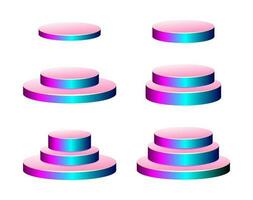 realistisch vector podium set, 3d tafereel model. ronde vorm prijs voetstuk, vitrine staan platform.