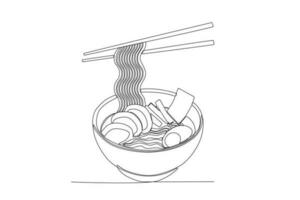 vector doorlopend lijn tekening van hand- bakmie vector illustratie rommel voedsel single lijn hand- getrokken minimalisme stijl